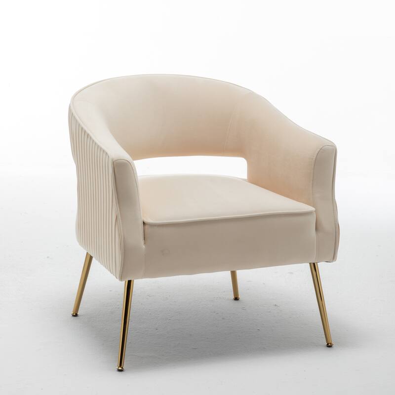 SEYNAR Modern Velvet Accent Arm Vanity Chair with Wingback and Gold Legs for Living Room