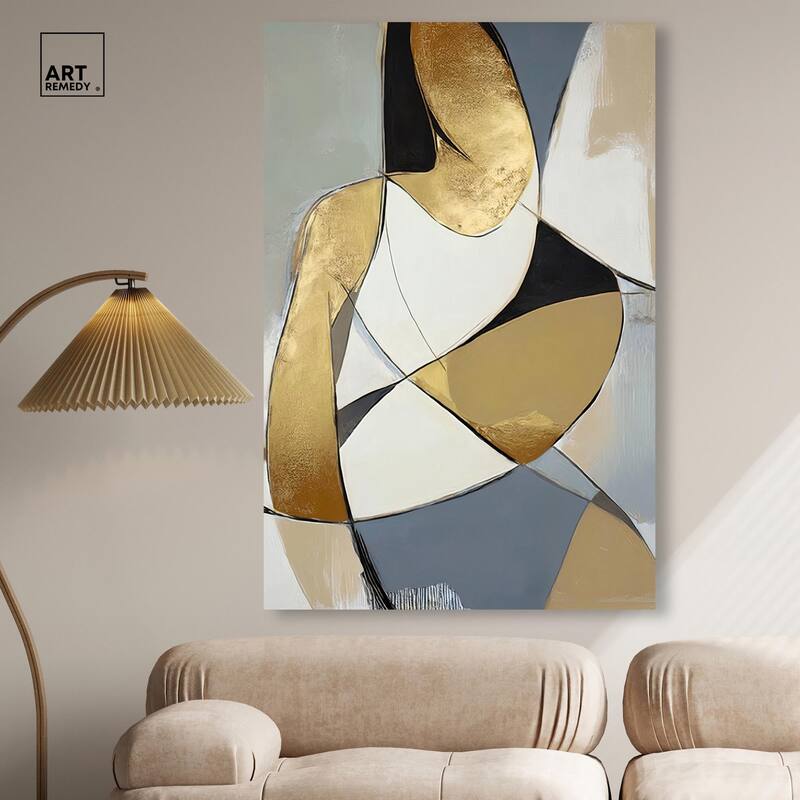 Gold Leaf Contours Canvas by Art Remedy, Gallery Wrapped