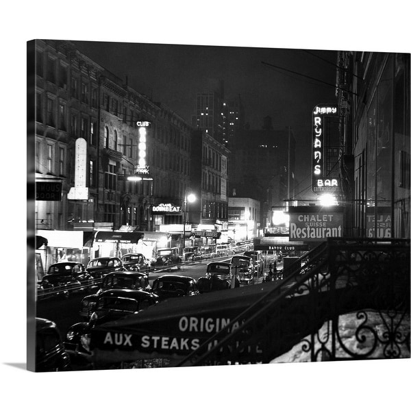 "1940's Night Street Scene West 52Nd Street Lights From Numerous Clubs" Canvas Wall Art