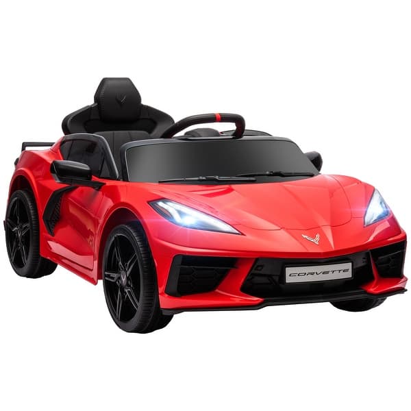 slide 2 of 20, Licensed Chevrolet Corvette 12V Electric Ride-On Car with Remote Control for 3-6 Red