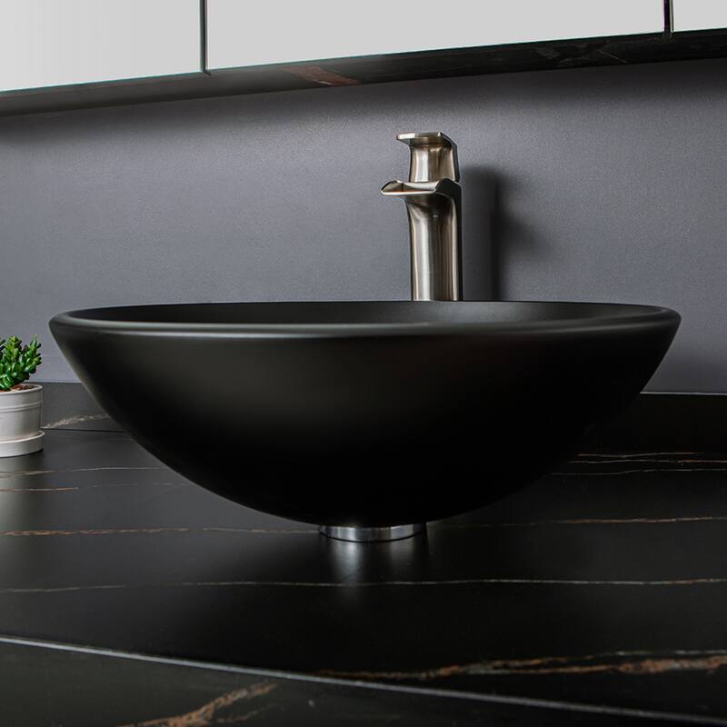 Vinnova Glass Circular Vessel Bathroom Sink without Faucet