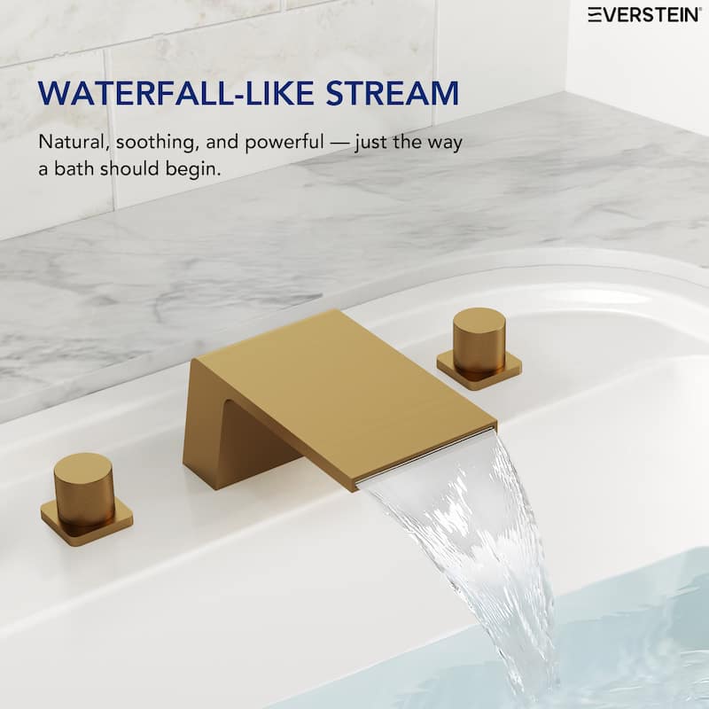 Modern Wide Waterfall Bathtub Faucet, Deck Mount 2-Handle Roman Tub Faucet