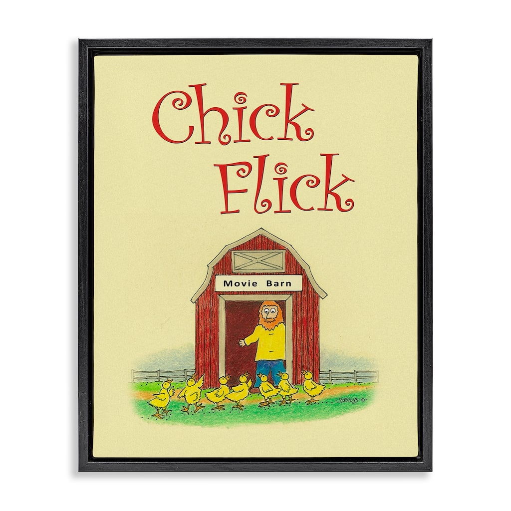 Stupell Chick Flick Vintage Pun Framed Floater Canvas Wall Art Design By Roger Straub
