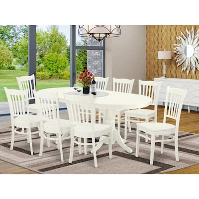 Southwestern Dining Set - 9 Piece Oval Table & 8 Chairs - Linen White Kitchen Furniture
