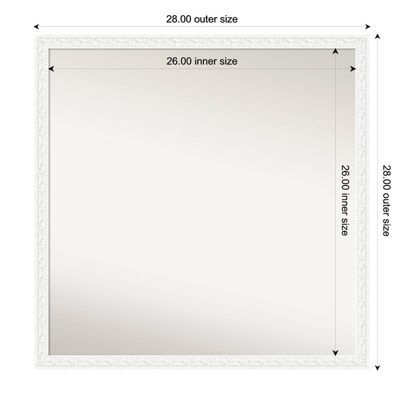 Bethany Non-Beveled Wood Framed Bathroom Vanity Wall Mirror - 28 x 28 in - Bethany White
