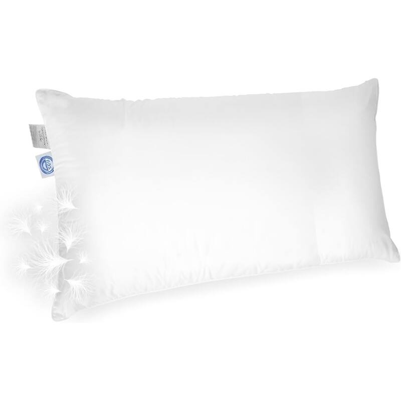 White Goose Down Pillows 550 Fill Power Cotton Shell - Firm - Standard - Single