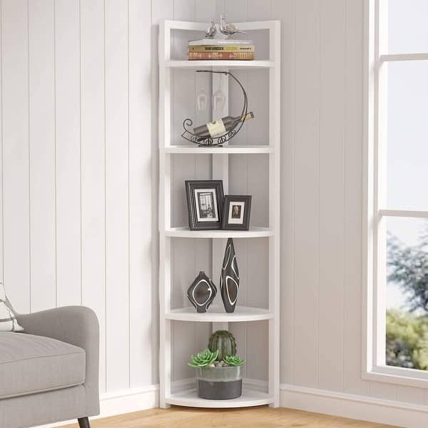 Brown Industrial 5 Tier Corner Shelf, Corner Storage Rack Indoor Plant Stand,  Modern Corner Bookshelf and Bookcase - On Sale - Bed Bath & Beyond -  32807627