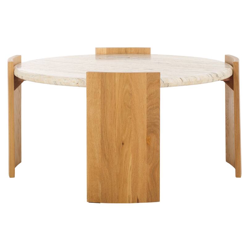 SAFAVIEH Couture Damarcus Travertine Coffee Table - 35"W x 35"D x 18"H