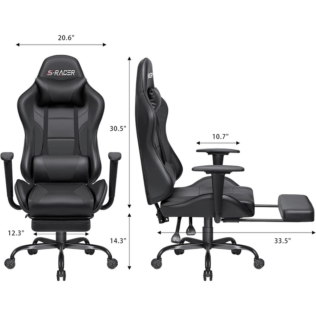 Furniwell Gaming Chair Computer Office Chair with Footrest On