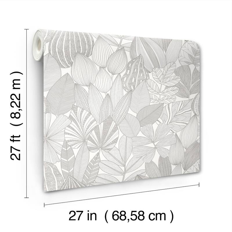 A-Street Prints Mathias Grey Botanical Wallpaper