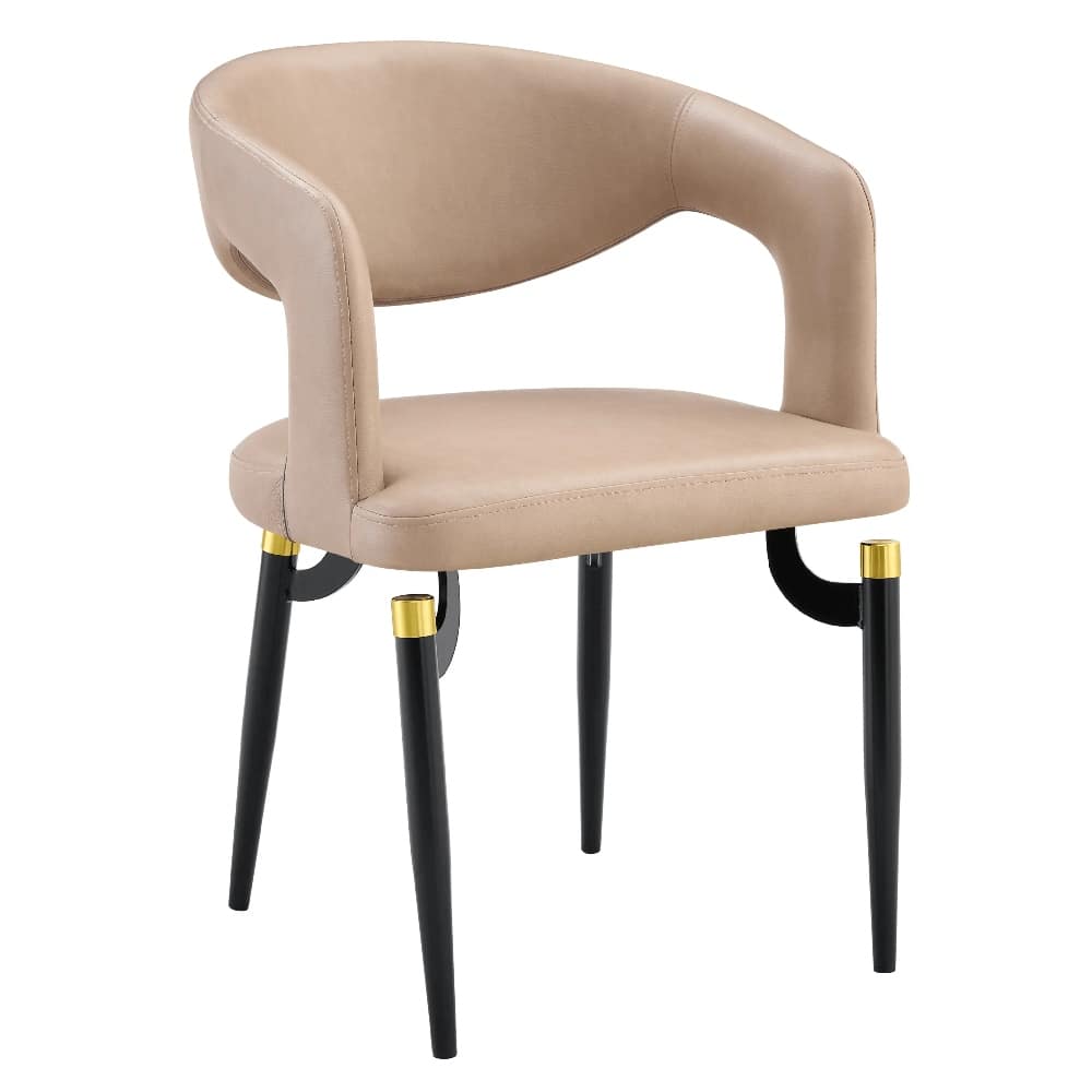 Entice Dining Chairs Upholstered Leather with Iron Legs Modern Accent Arm Chairs