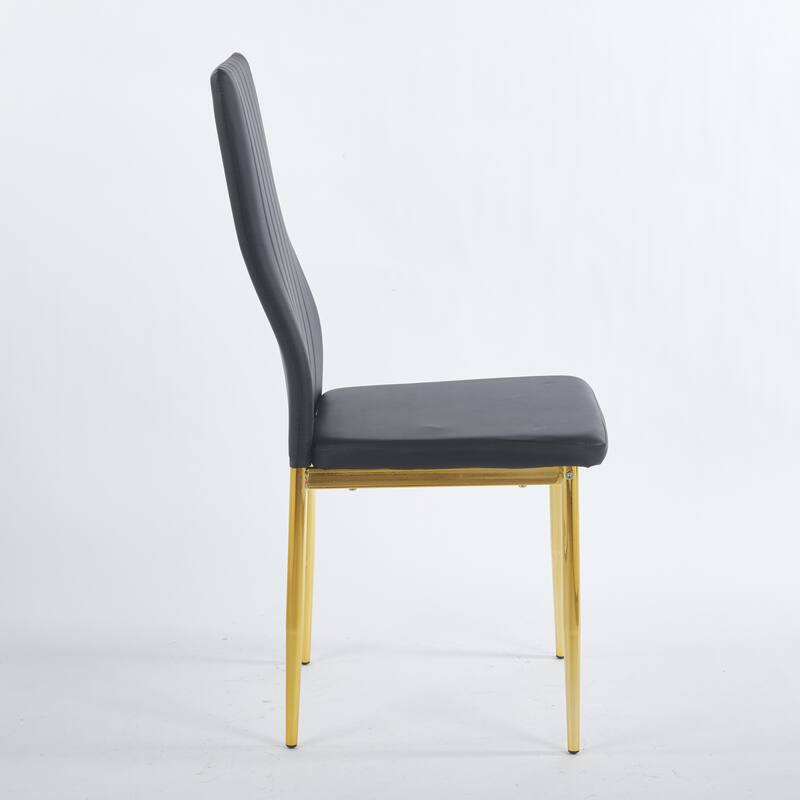 GDFStudio - Soren Mid-Century Modern High Back Dining Chair with Metal Frame and Upholstered Seat, Set of 2