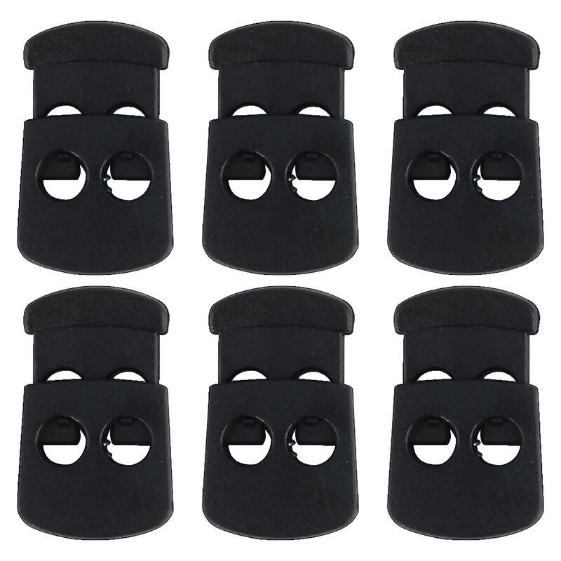 6pcs Plastic Cord Locks Stoppers End Spring Fastener Organizers Black