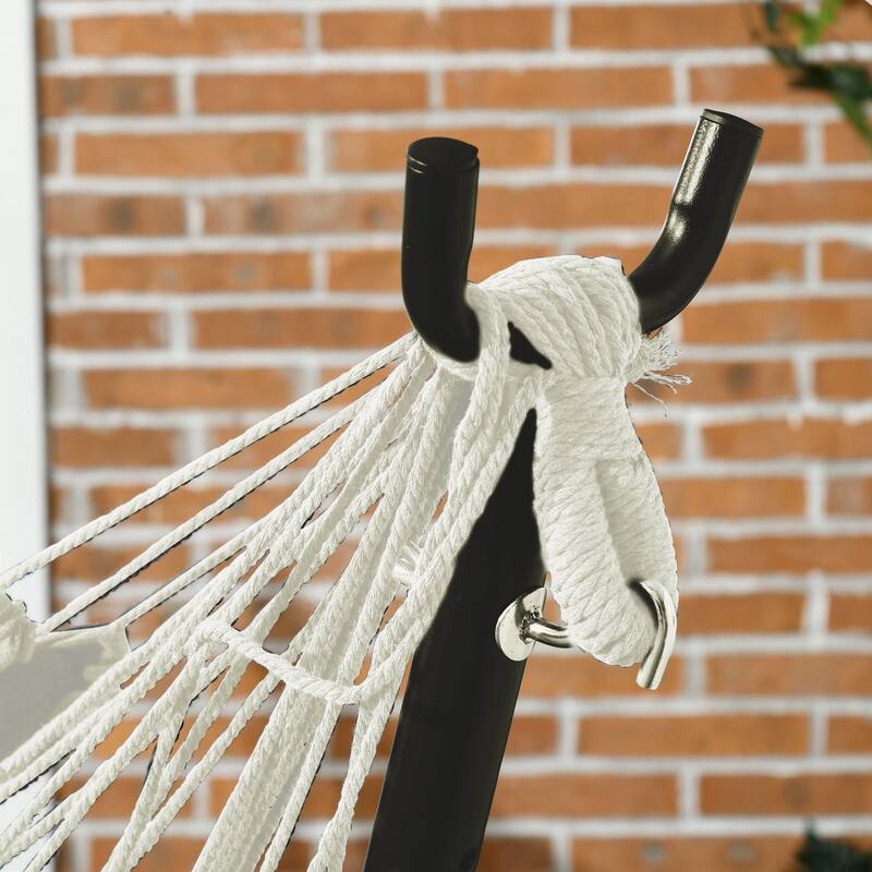 Outdoor Swing Hammock Chair with Side Pocket & Headrest Hanging Swing Chair Lounge Chair Rocking Chair with Stand