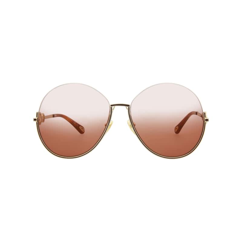 Chloé Round-Frame Metal Sunglasses - Gold Gold Orange - Gold - Brown Lens