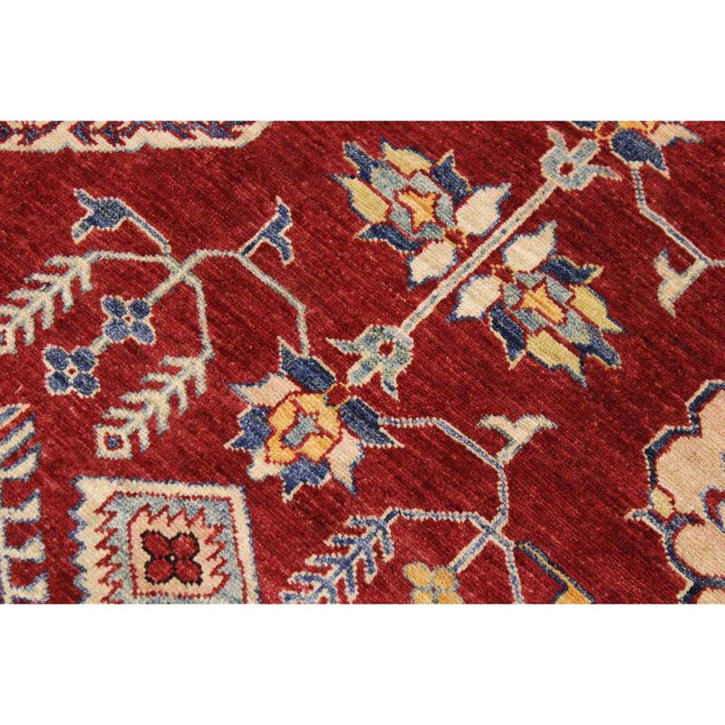 Southwestern Super Kazak Marlowe Red/Beige Hand Knotted Wool Rug - 8'10'' x 12'0''