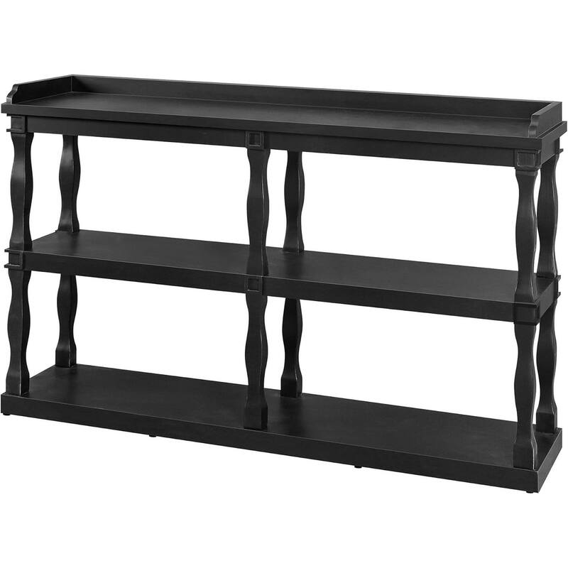 Roomfitters Console Table with 3-Tier Open Storage Spaces and Roman Column Effect Support Legs