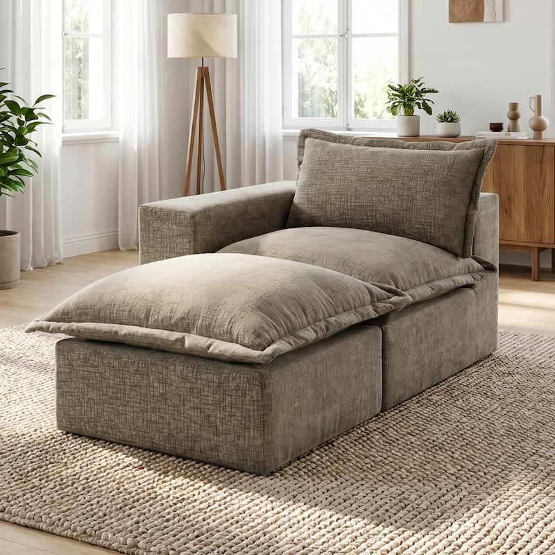 Comfy Cloud Couch Plush Modular Sectional Sofa For Living Room - Camel/2 piece - Left Facing