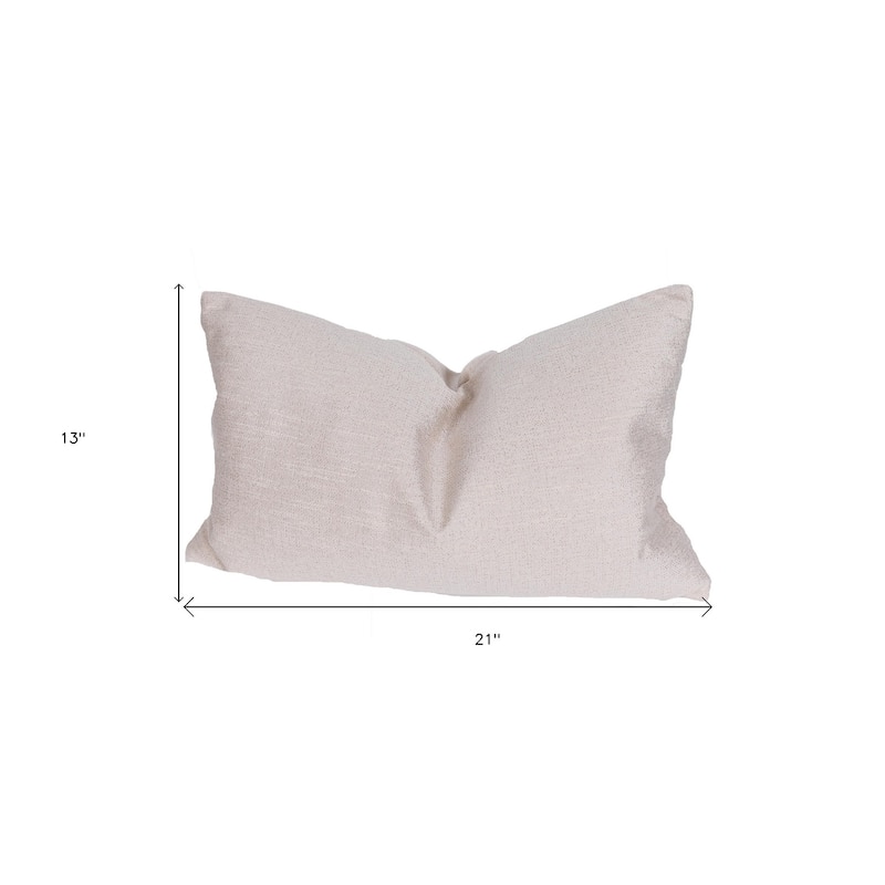 HomeRoots 13" X 21" Beige Polyester Zippered Pillow