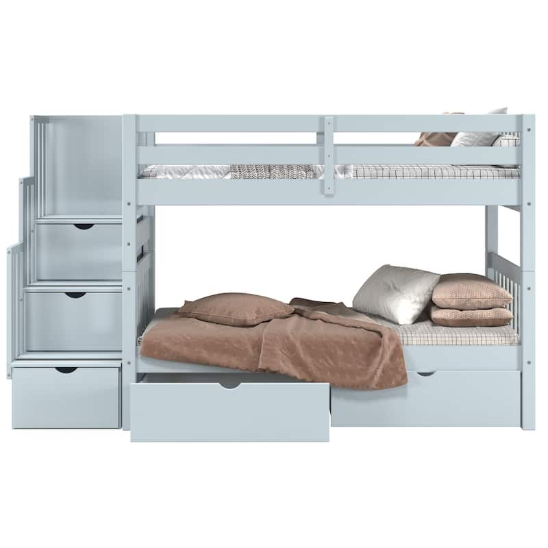 Taylor & Olive Trillium Twin over Twin Stairway Bunk Bed, 2 Drawers