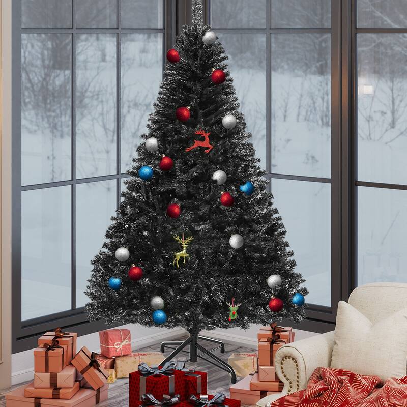 6/7.5FT Halloween Black Spruce Artificial Christmas Tree