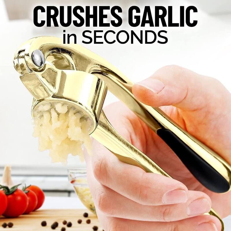 Zulay Kitchen Garlic Press with Ergonomic Soft Easy Squeeze Handle