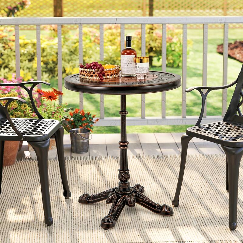 Costway 32" Patio Dining Table with 1.6" Umbrella Hole & Lid DPC - Bronze - See Details