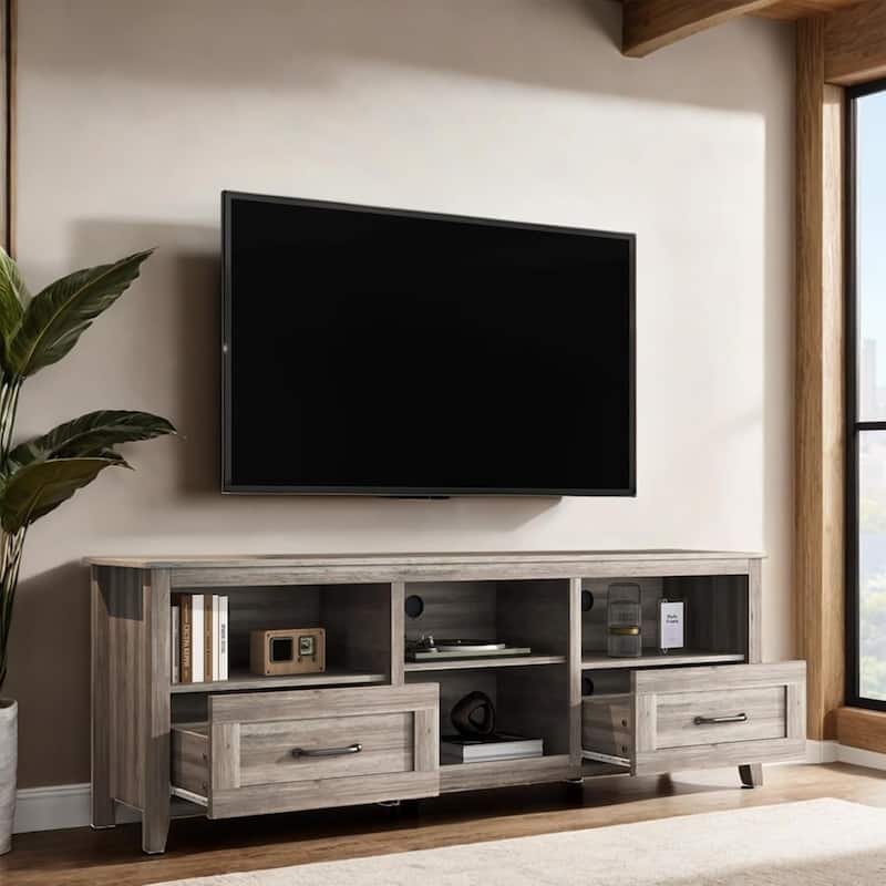 70 inch TV Stand for TVs up to 80" with Drawers Adjustable Shelves