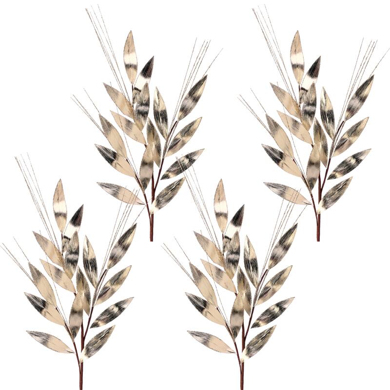 32" Metallic Laurel Leaf Grass Spray