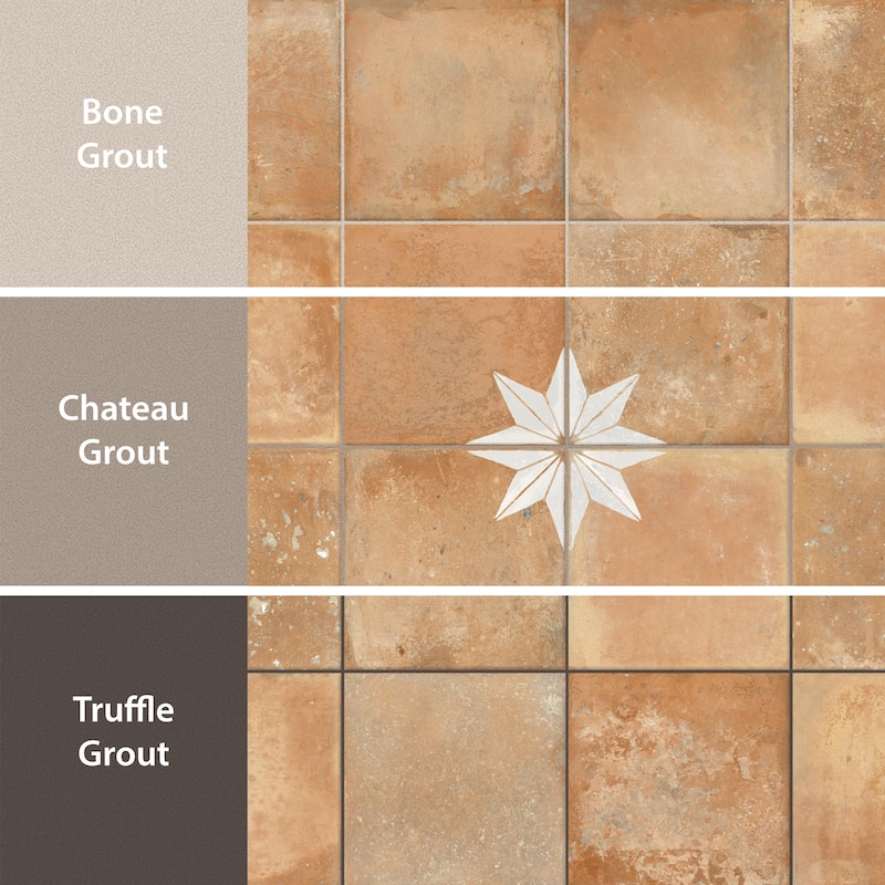 Merola Tile Kings Nonna with White Corner Star 17-7/8" x 17-7/8" Porcelain Floor and Wall Tile