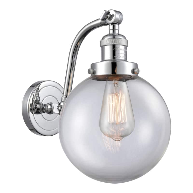 Innovations Lighting Beacon Single Light 8" Wide Wall Sconce - Polished Chrome / Clear