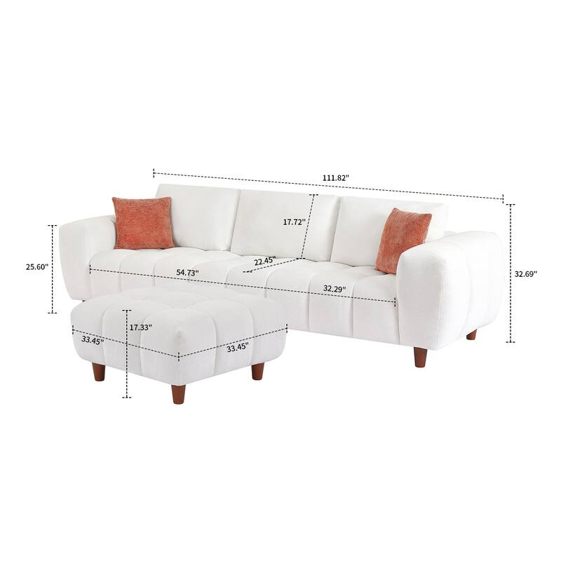 Modern Polyester Upholstered Reversible L-Shaped 3-Seater Sectional Sofa