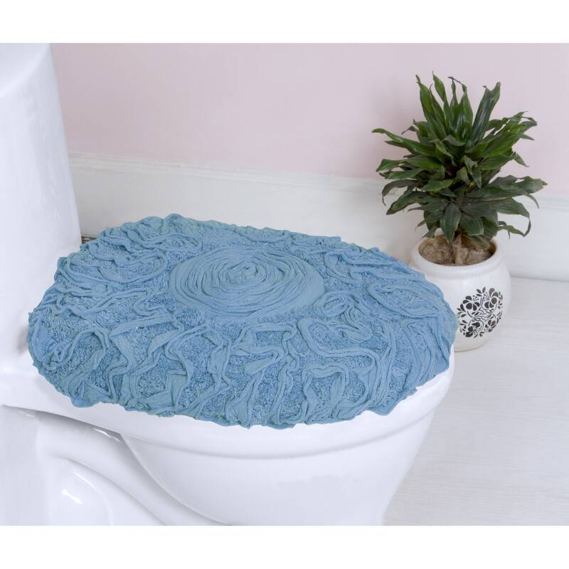Home Weavers Bell Flower Cotton Soft, Water Absorbent Toilet Seat Lid Cover, Machine Washable 18"x18" Toilet Lid Cover