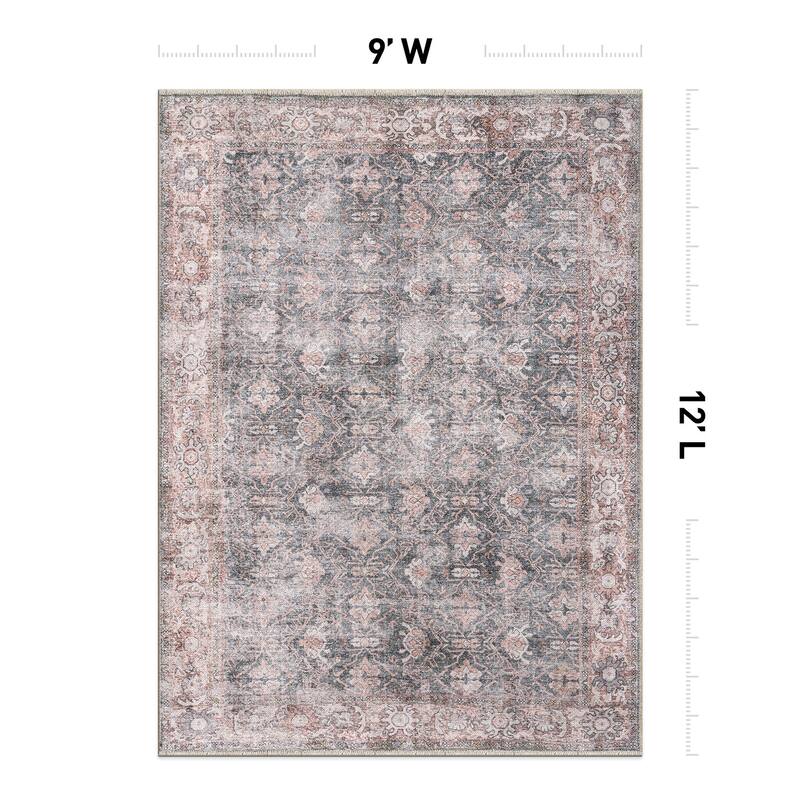World Rug Gallery Vintage Inspired Bordered Machine Washable Area Rug