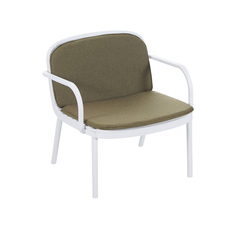 Roomfitters Luna Outdoor Plastic Club Chairs with Water Repellent Cushions, Set of 2 - Set of 2