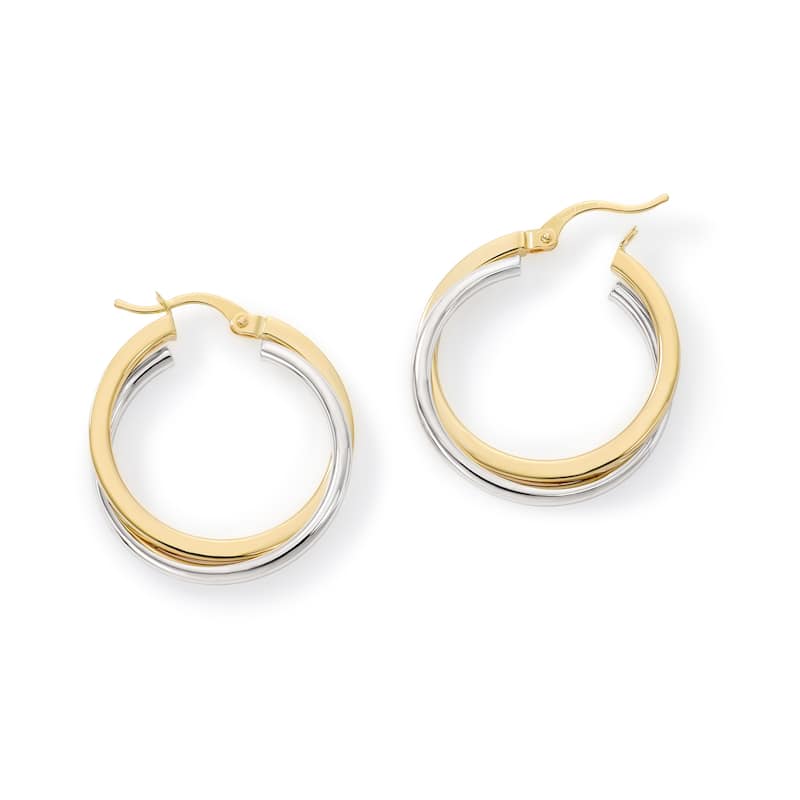 Clover 14K Two-Tone Gold High-Polish Twisted Hoop Earrings
