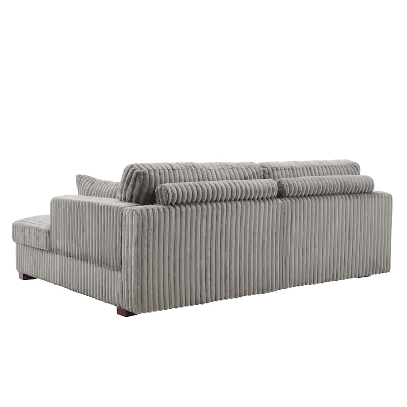 Sophia 84" W Plush Corduroy Chaise Lounge Modular Sectional Sofa