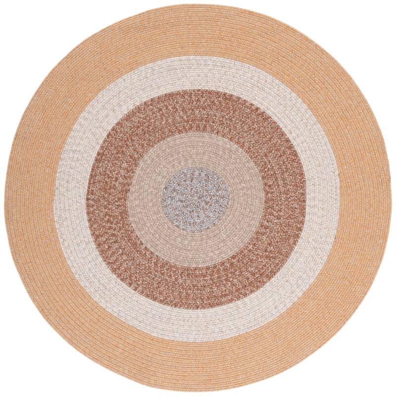 SAFAVIEH Handmade Braided Ecenur Indoor/Outdoor Machine Washable Rug - 5' Round - Brown/Light Brown