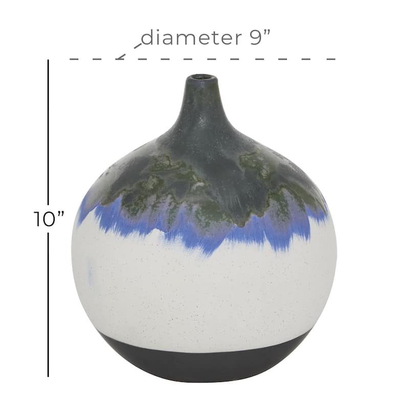 Ceramic Abstract Handmade Decorative Vase with Dripping Effect - White - Roche River Decor