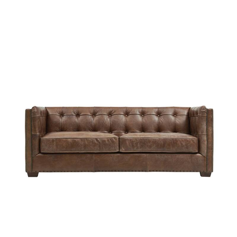 Tuxedo Leather Sofa - Bark Brown
