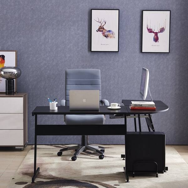 Modern LShaped Reversible Brown Gaming Desk for Home Office