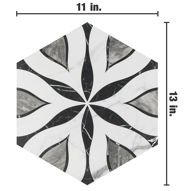 Merola Tile BioTech Hex Bardiglio Elazig 11" x 13" Porcelain Floor and Wall Tile