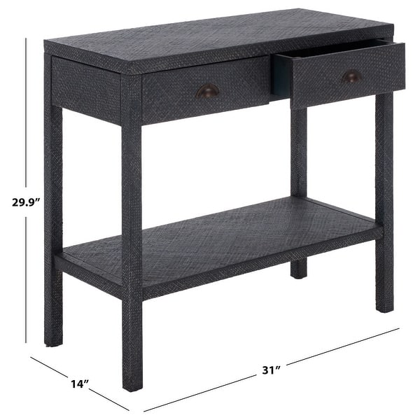 dimension image slide 0 of 3, SAFAVIEH Asa 2-Drawer 1-Shelf Console Table - 31" W x 14" D x 30" H