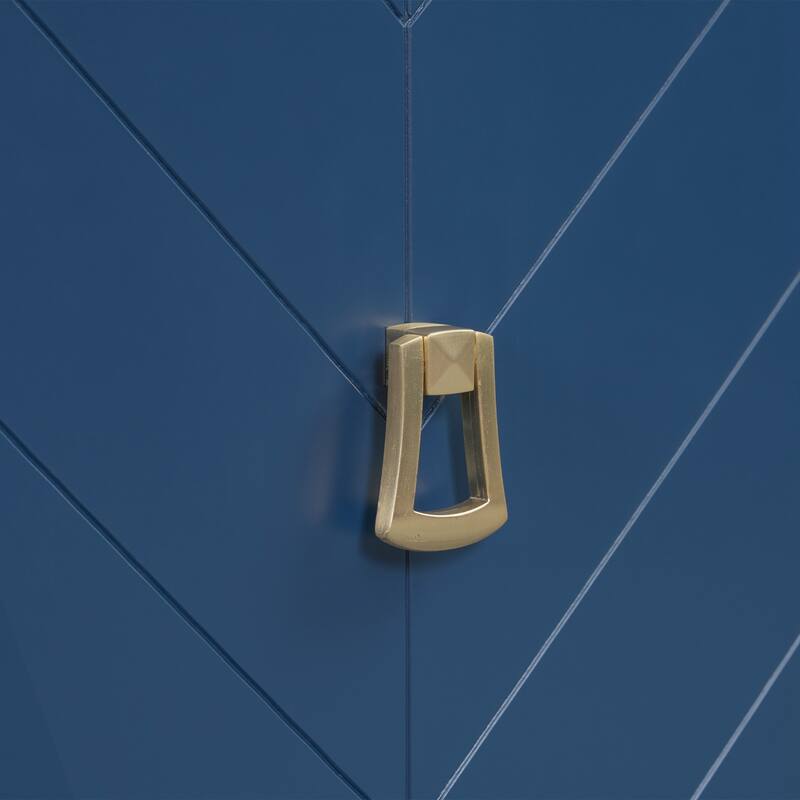 63-Inch Four-Door Sideboard - Geometric Patterned Design with Vintage Metal Handles, Narrow Entryway Table for Living Room