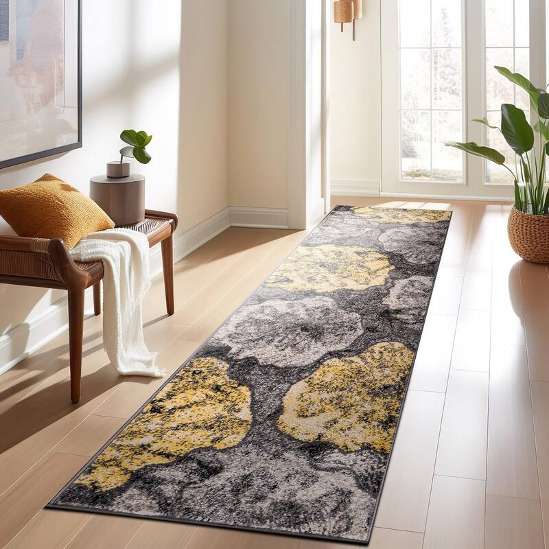 World Rug Gallery Contemporary Floral Design Black Area Rug