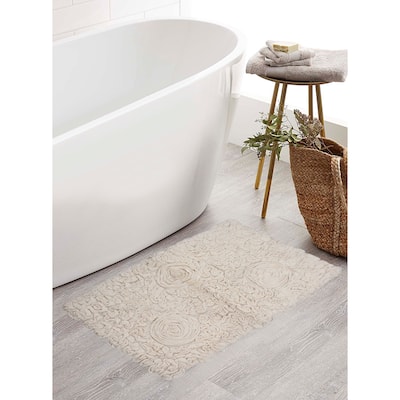 Bell Flower Bathroom Rug, Cotton Soft, Water Absorbent Bath Rug, Non Slip Shower Rug Machine Washable 21"x34" Rectangle