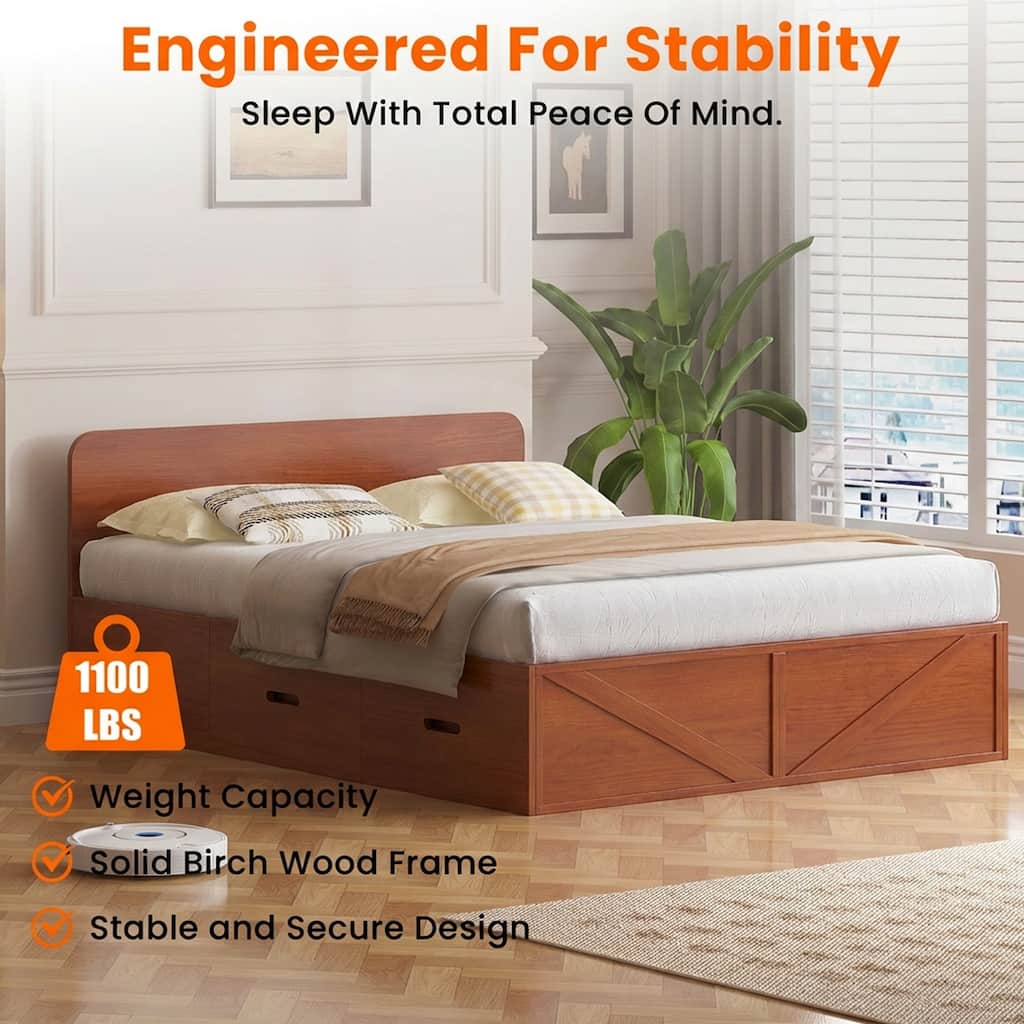 Mixoy Convertible Murphy Bed with Storage, Full/Queen Size, Mattress Included