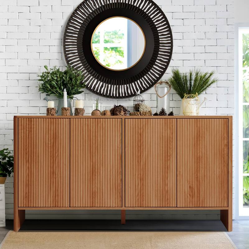 57in.W Wooden 4-Door sideboard/Buffet Storage Cabinet