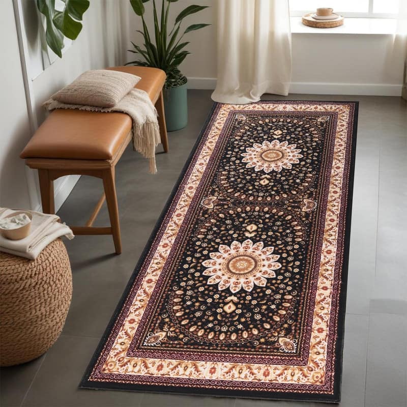 Superior Milan Floral Medallion Washable Indoor Runner or Area Rug