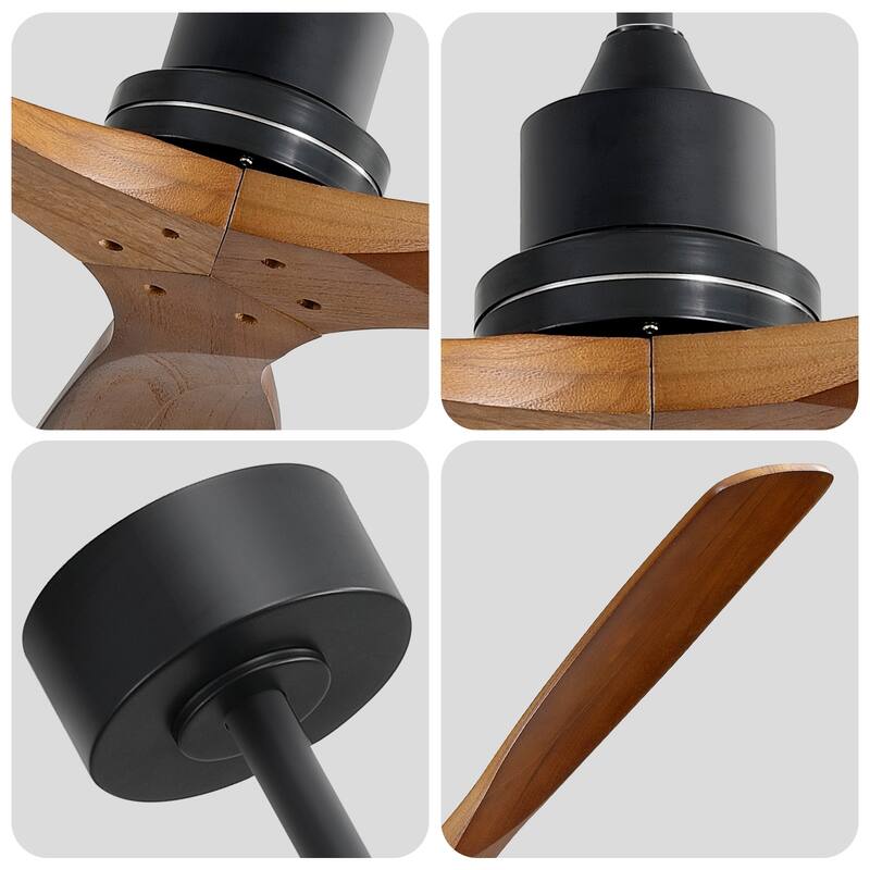 Sofucor 52 Inch Ceiling Fan without Light Solid Wood,with Remote,Smart Optional-Alexa/Google Assistant/APP/Remote Control